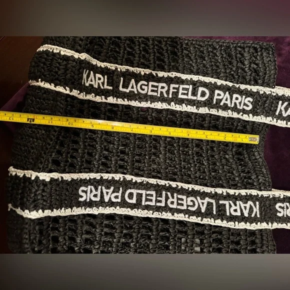 Karl Lagerfeld Black Tote with White Logo Straps - Picture 4 of 5